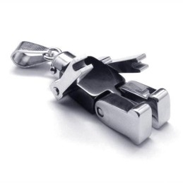 Pánský Černý Stříbrný Robotický Přívěsek Z Čistého Titanu