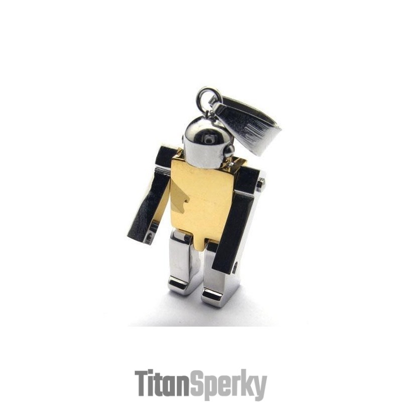 Pánský Náhrdelník S Robotickým Přívěskem Z Čistého Titanu Zlatého Tvaru (Nový)